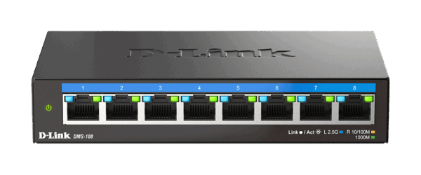 8-Port 2.5G Multi-Gigabit Unmanaged Switch DMS-108